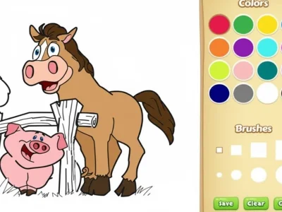 Xogo Animais de granxa libro para colorear para nenos en liña