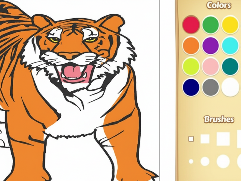 Xogo Libro para colorear tigre en liña