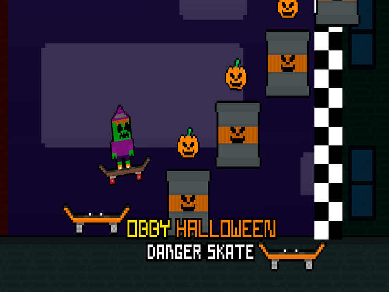 Xogo Obby Halloween Danger Skate en liña