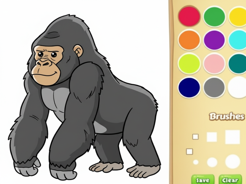 Xogo Libro para colorear gorila para nenos en liña